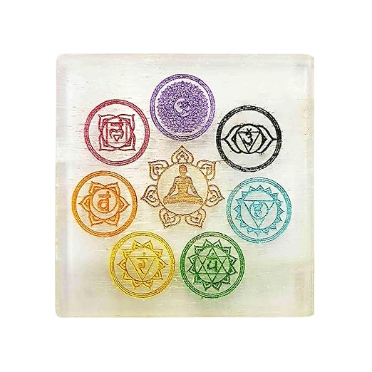 Seven Chakra Selenite Plate